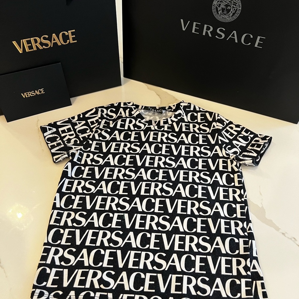 Versace Monochrome Logo Tee 6Y